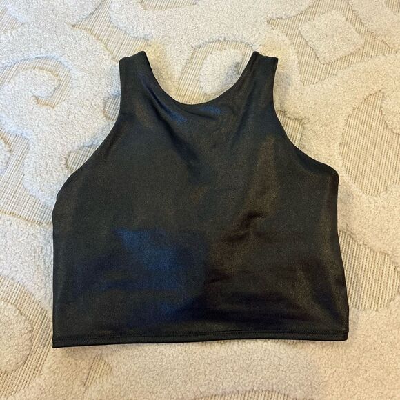 NEW Athleta Conscious High Neck Crop Bra Top-Shine Black - Picture 2 of 6